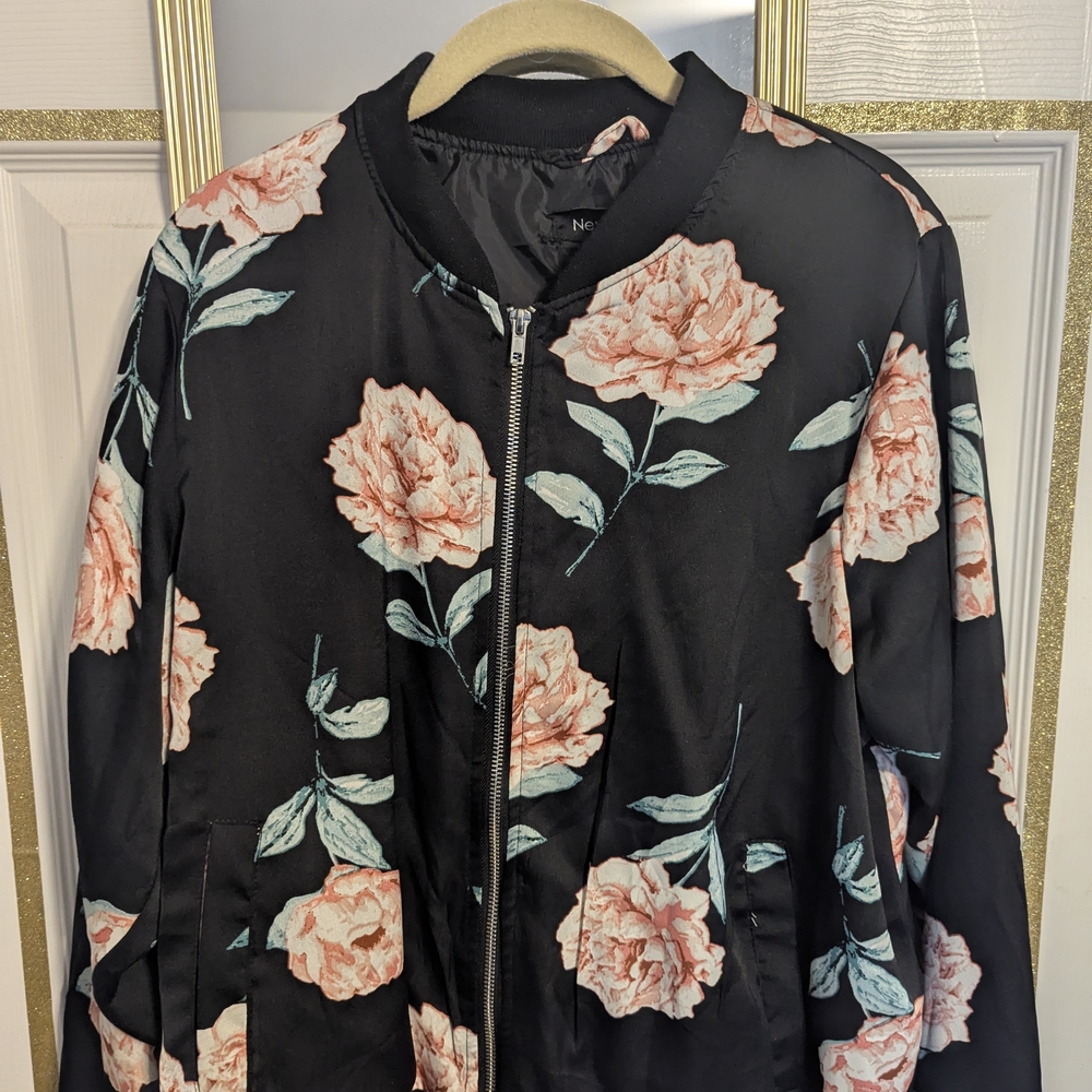 Floral Black Bomber Jacket